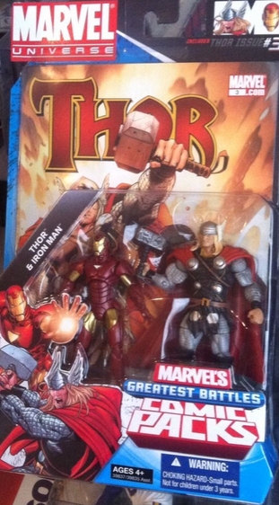 Marvel Universe Greatest Battles Figure 2-Pack w/ Comic -Thor & Iron Man
