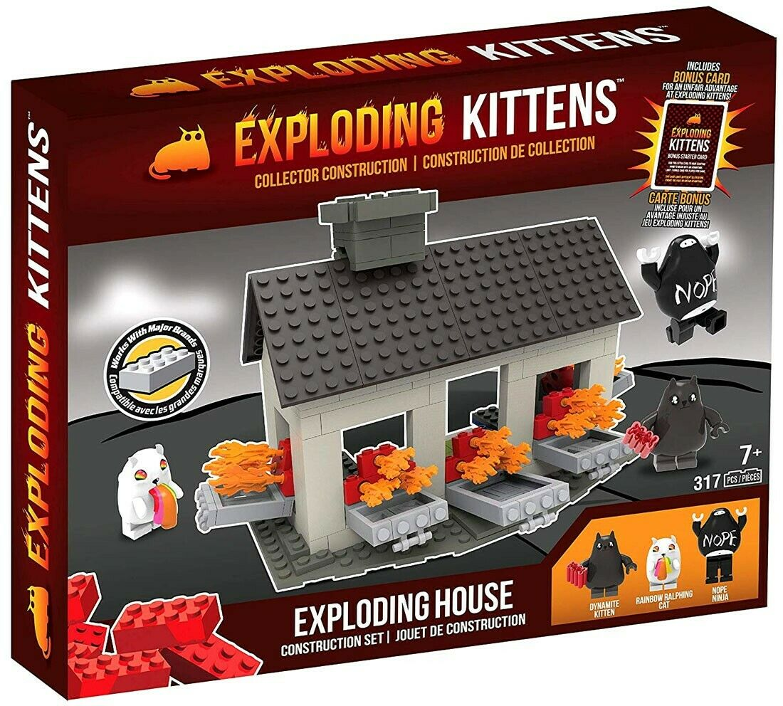 Exploding Kittens Exploding House Building Block Set